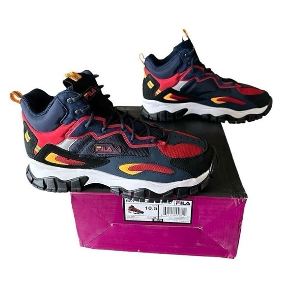 Fila Athletic Basketball Shoes Ray Tracer TR 2 Mid Top Red Blue High-Top Design - Picture 2 of 9